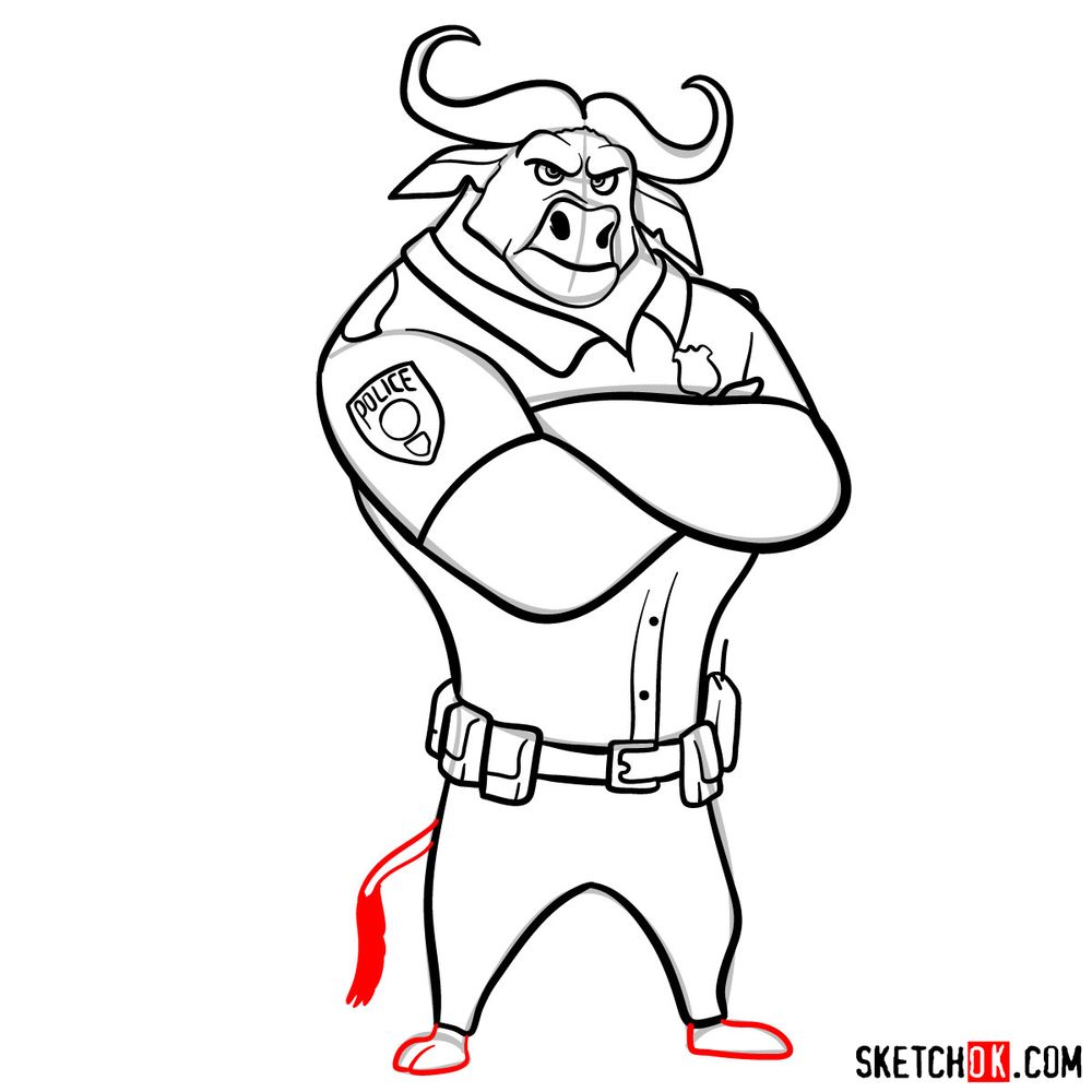 How to draw Chief Bogo from Zootopia - step 10