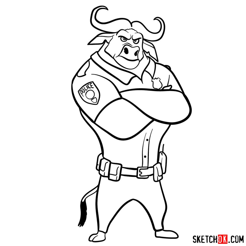 How to draw Chief Bogo from Zootopia - step 11