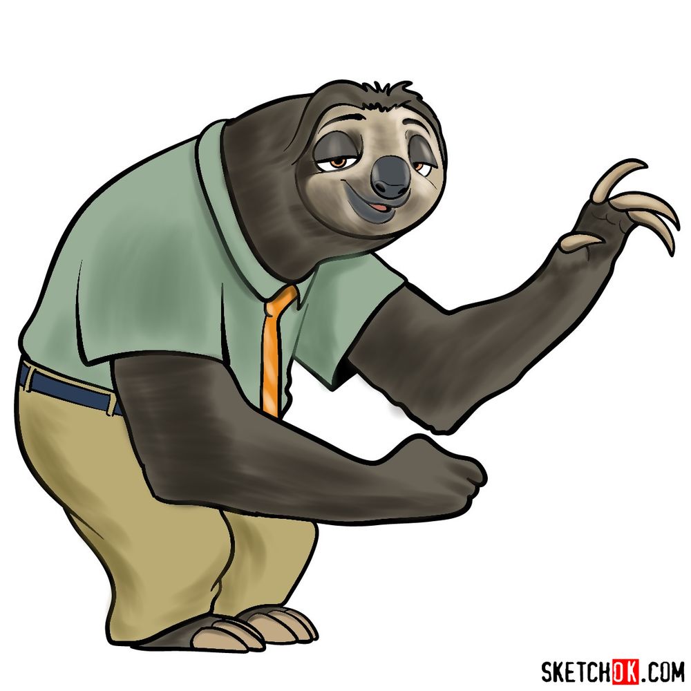 How to draw Flash Slothmore from Zootopia