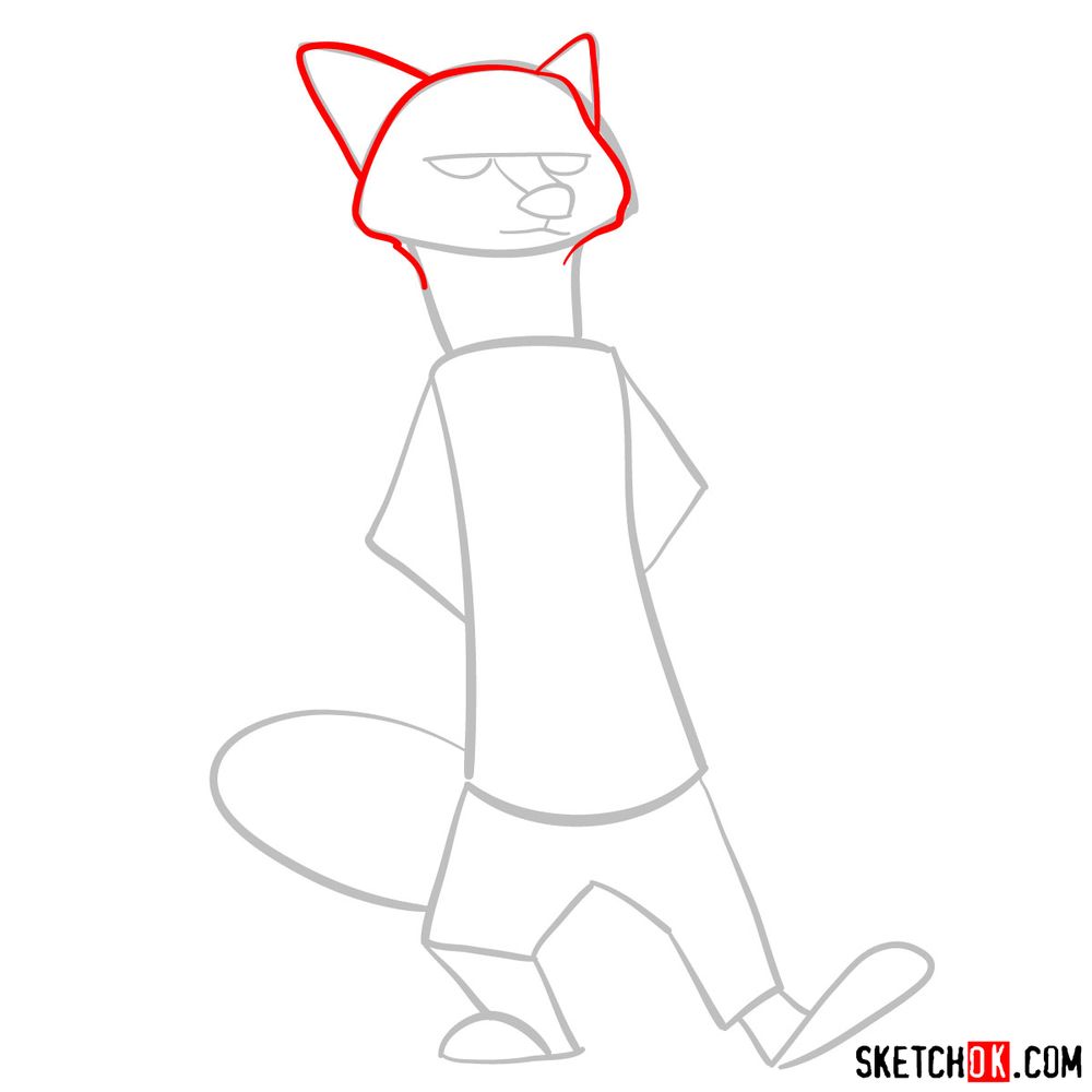 How to draw Nick Wilde - step 03