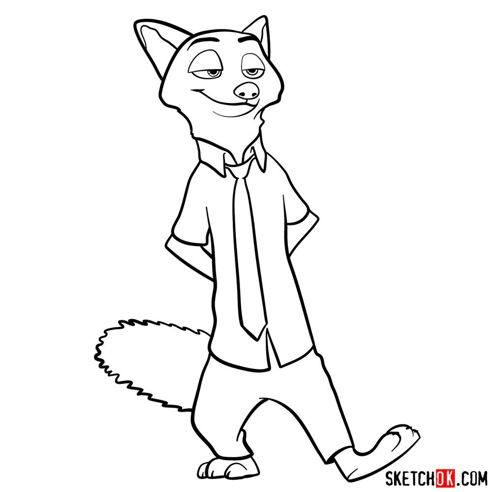 How to draw Nick Wilde - Sketchok easy drawing guides