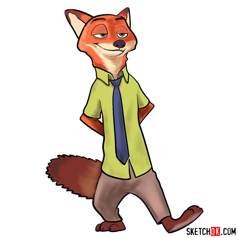 How to draw Nick Wilde Sketchok easy drawing guides