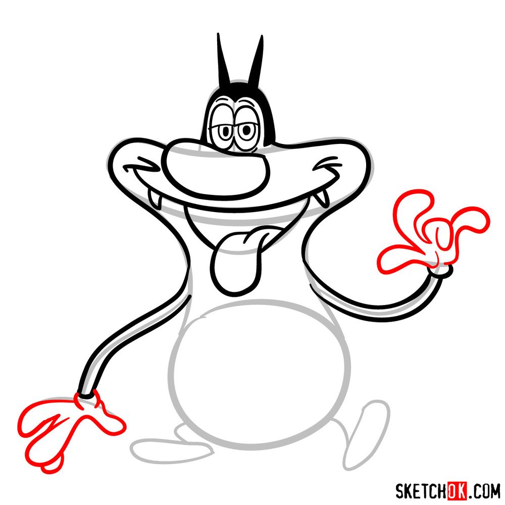 How to draw Oggy - step 09
