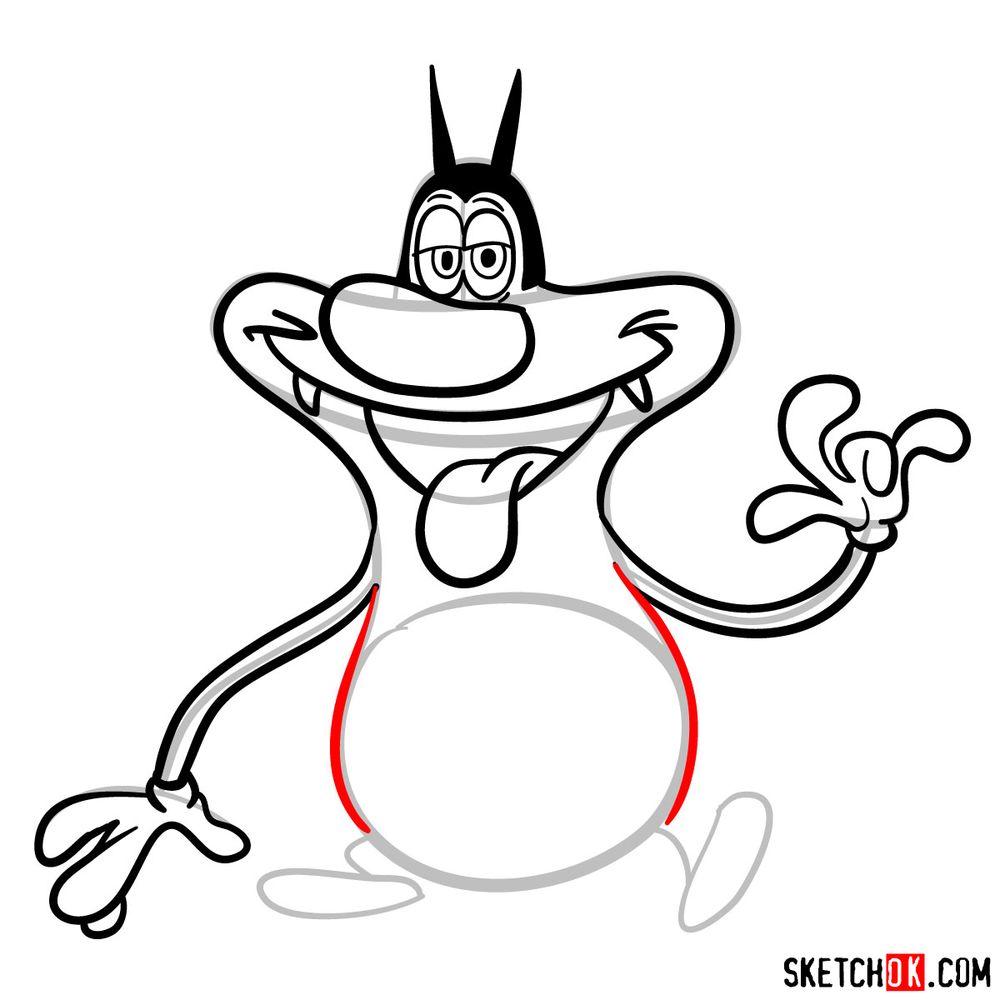 How to draw Oggy - step 10