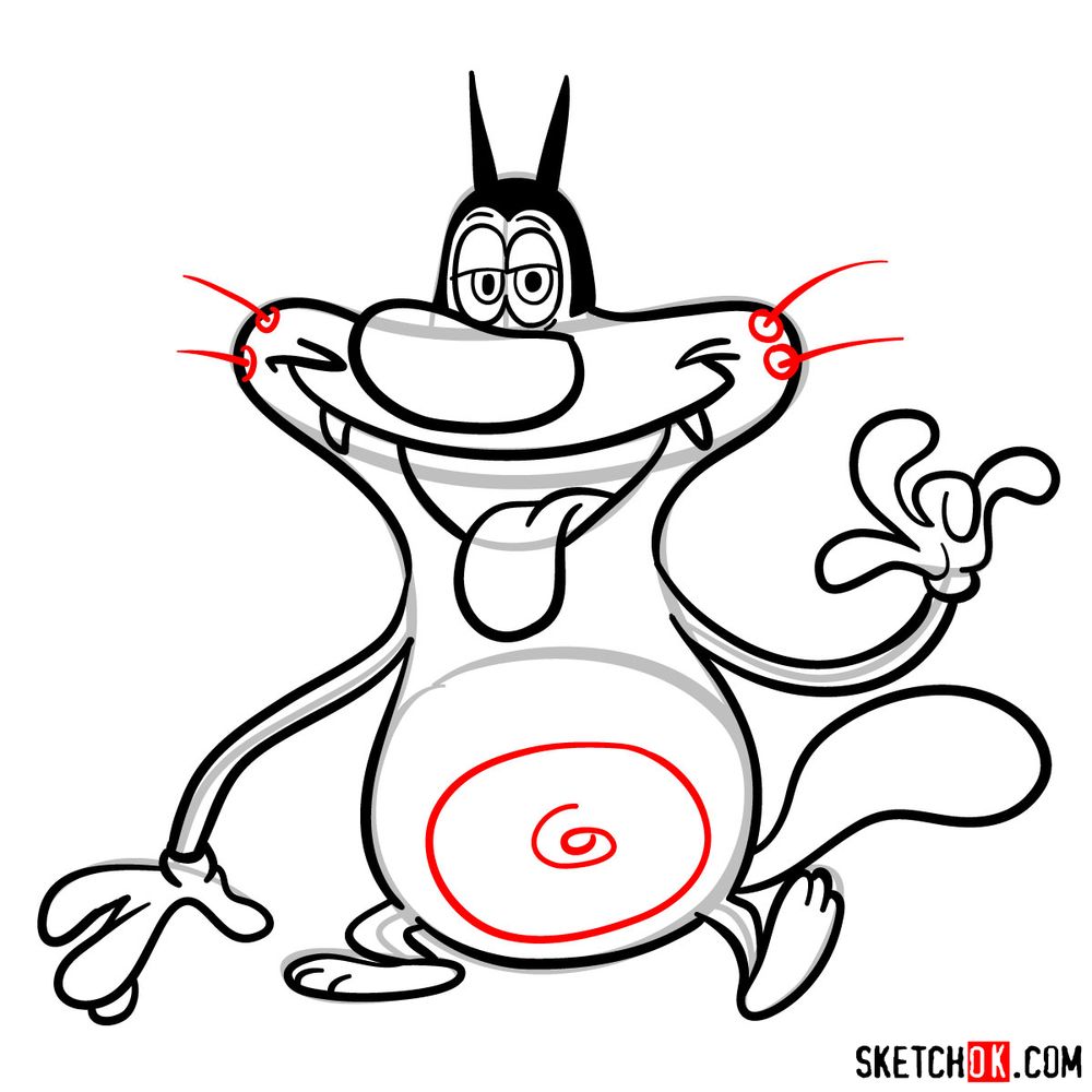How to draw Oggy - step 13