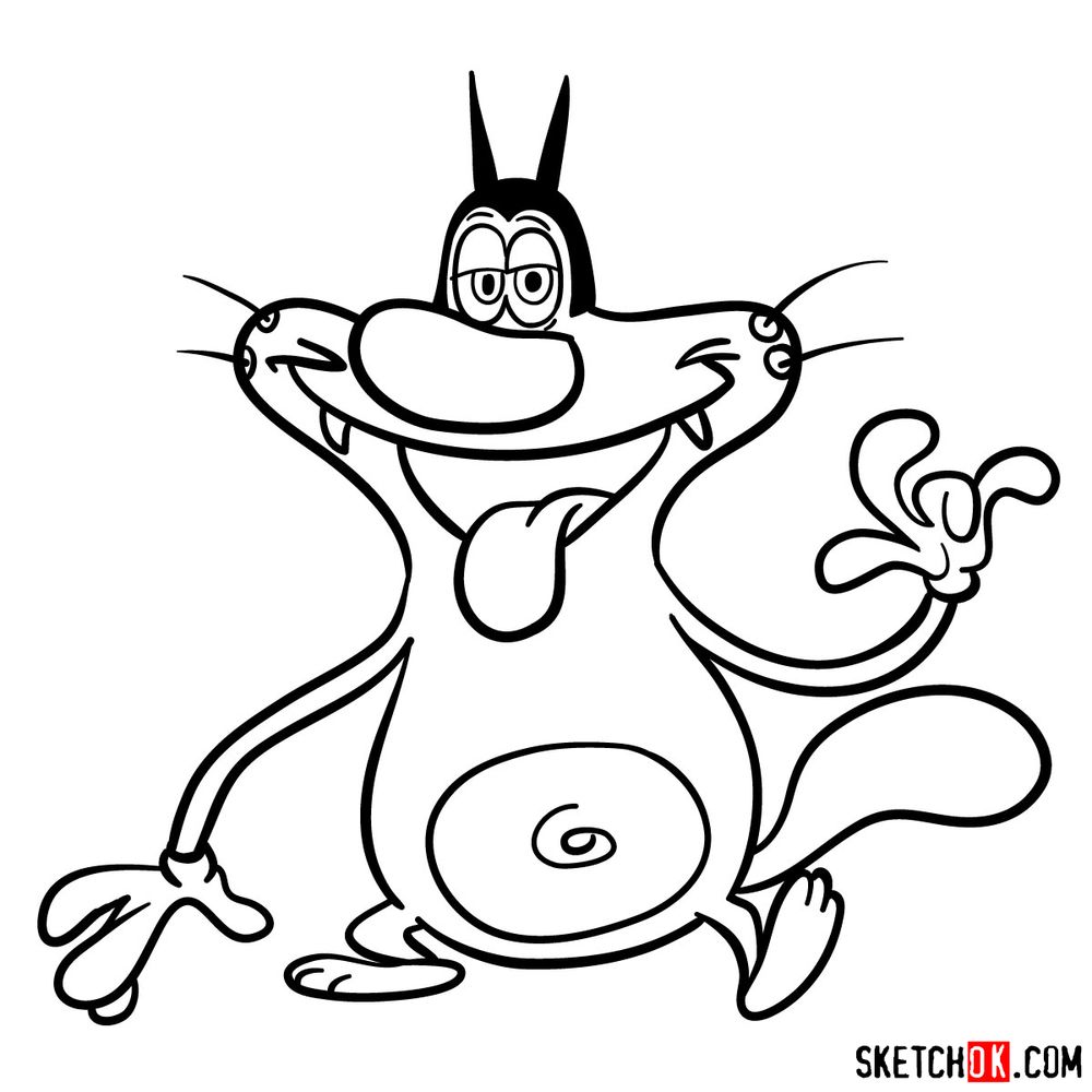How to draw Oggy - step 14