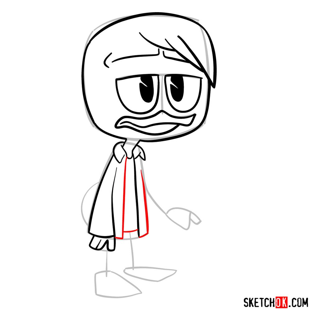How to draw pre-teen Donald Duck - step 08