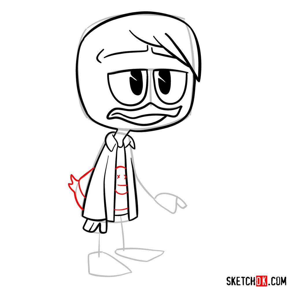 How to draw pre-teen Donald Duck - step 09