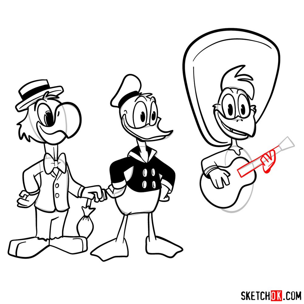 How to draw The Three Caballeros (2017) - step 28