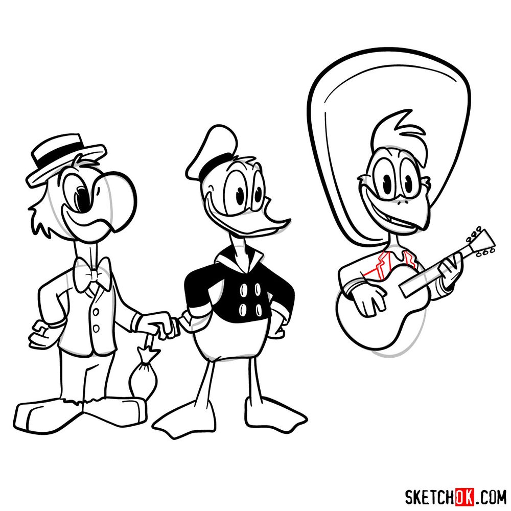 How to draw The Three Caballeros (2017) - step 30