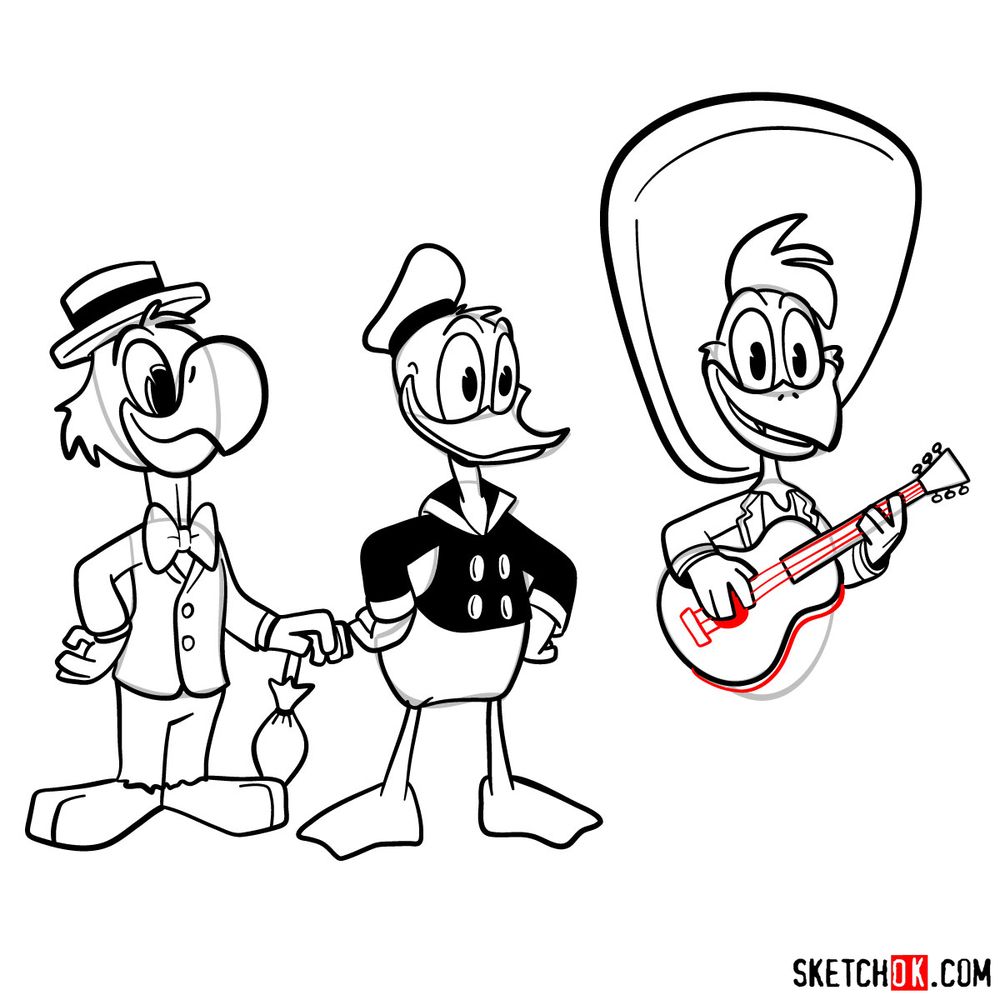 How to draw The Three Caballeros (2017) - step 31