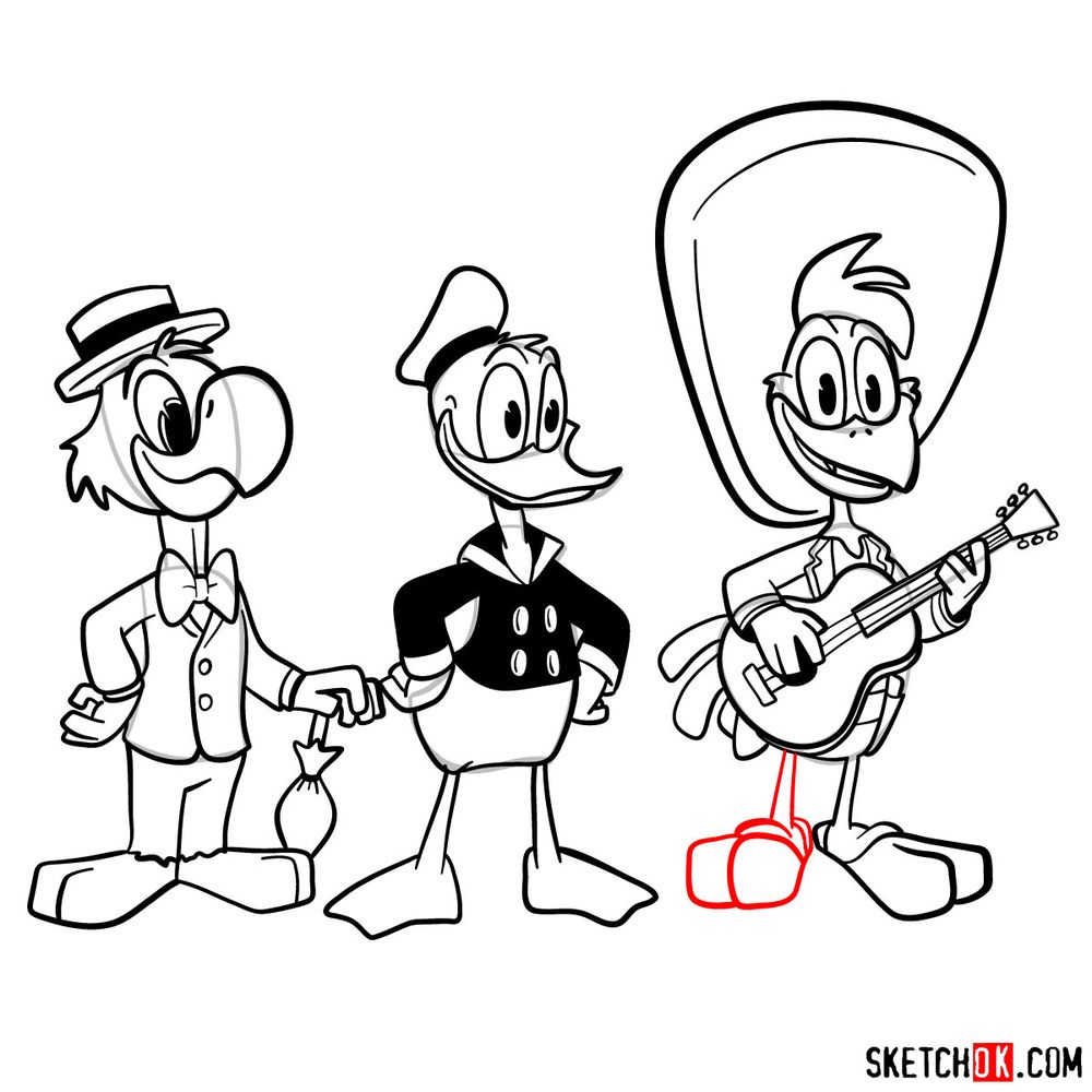 How to draw The Three Caballeros (2017) - step 34