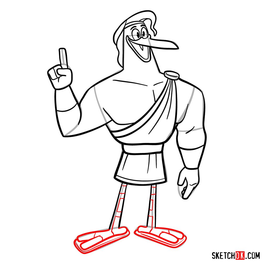 How to draw Storkules from DuckTales 2017 - step 17