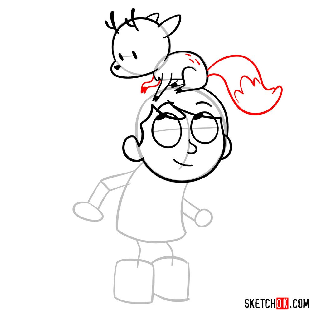 How to draw Hilda with Twig on her head - step 09