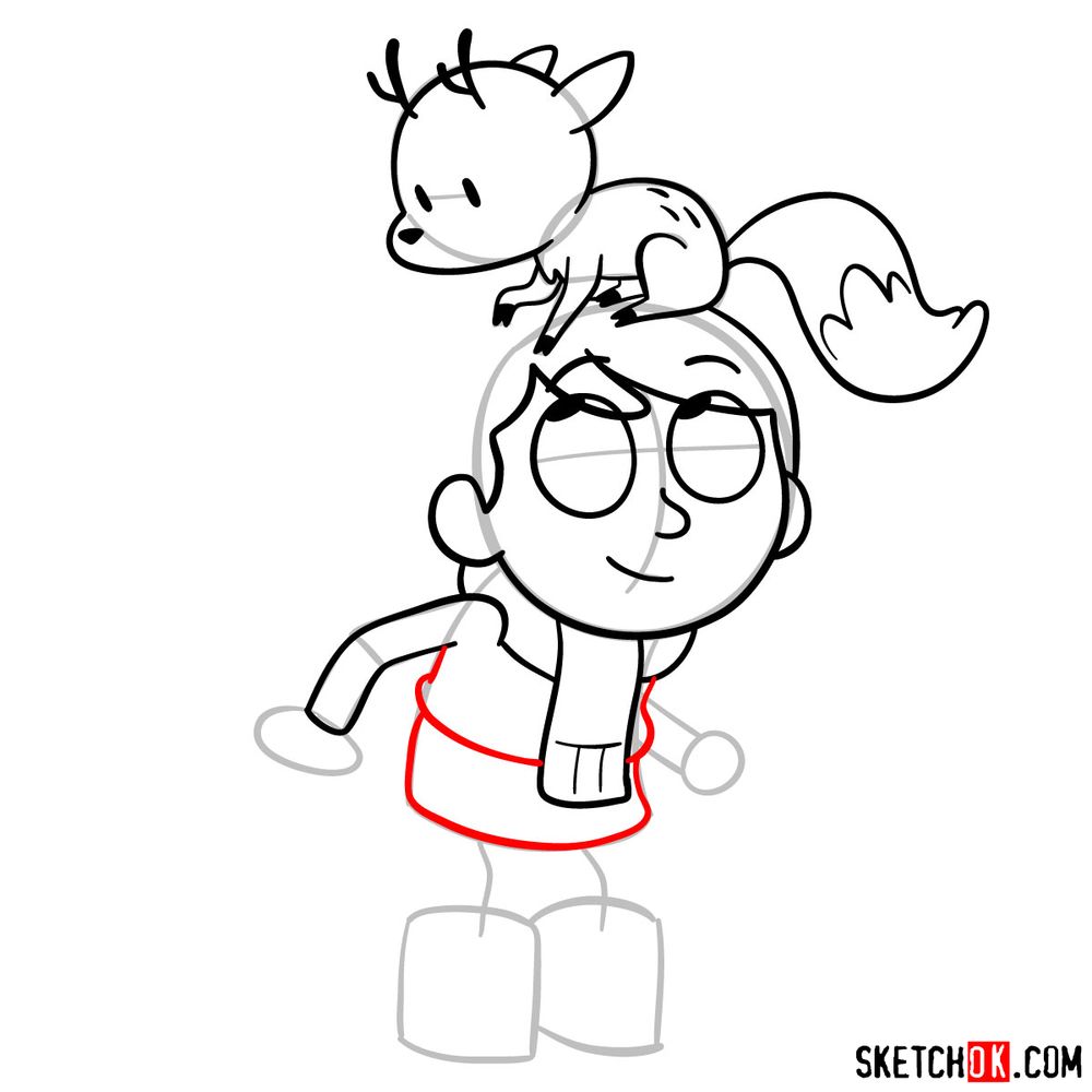 How to draw Hilda with Twig on her head - step 11