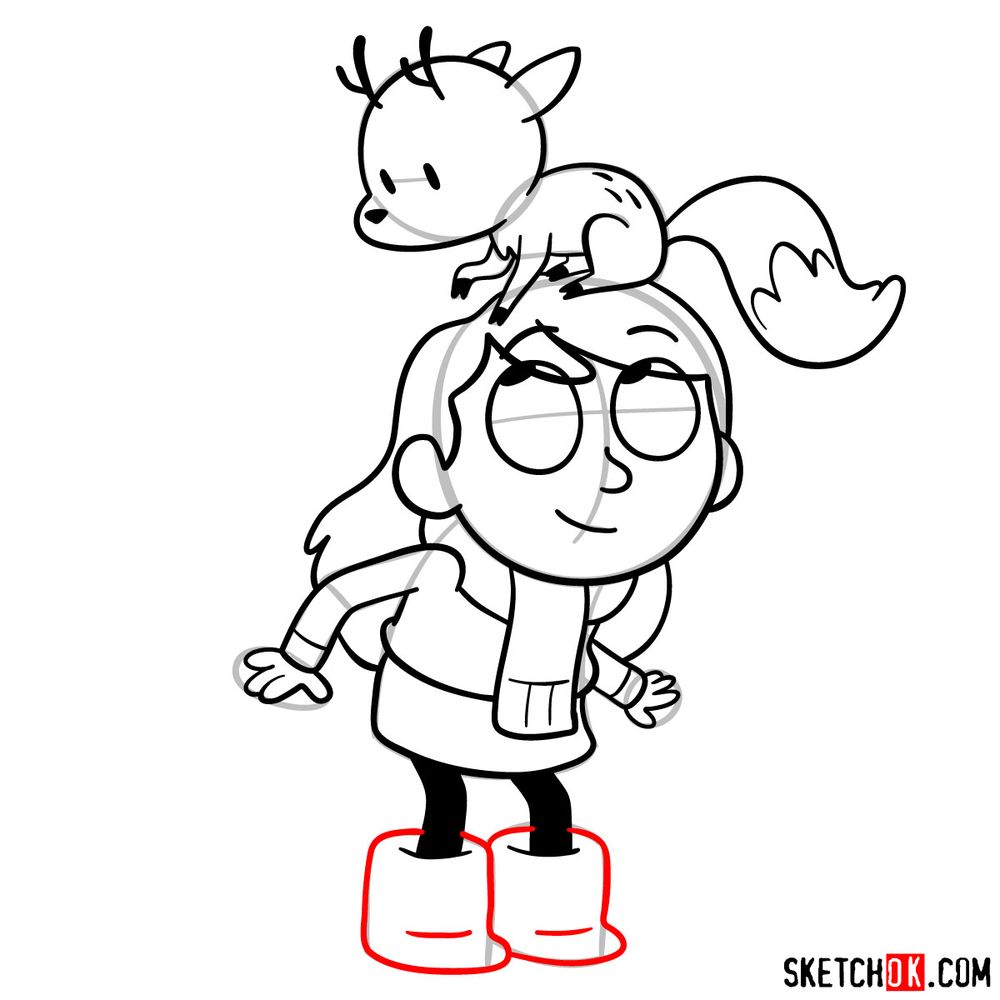 How to draw Hilda with Twig on her head - step 15