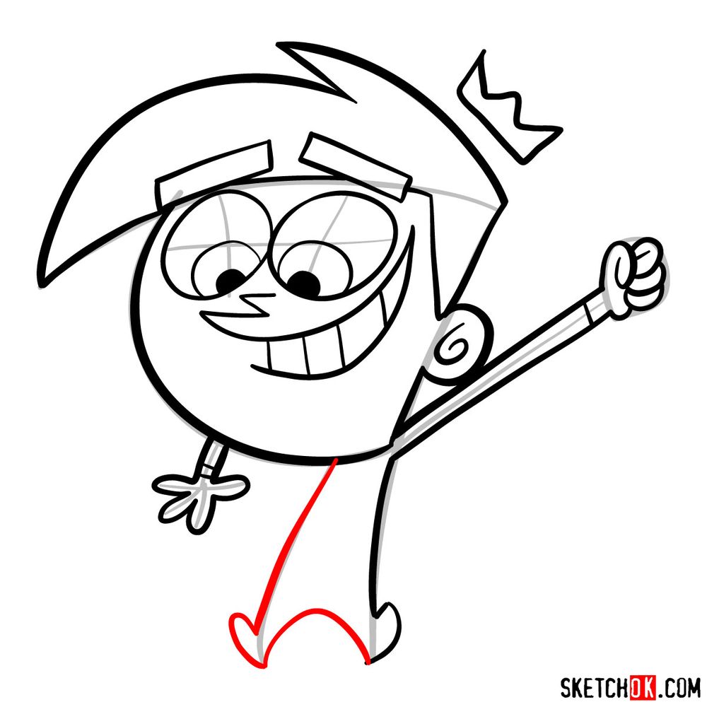 How to draw Cosmo from The Fairly OddParents - step 12