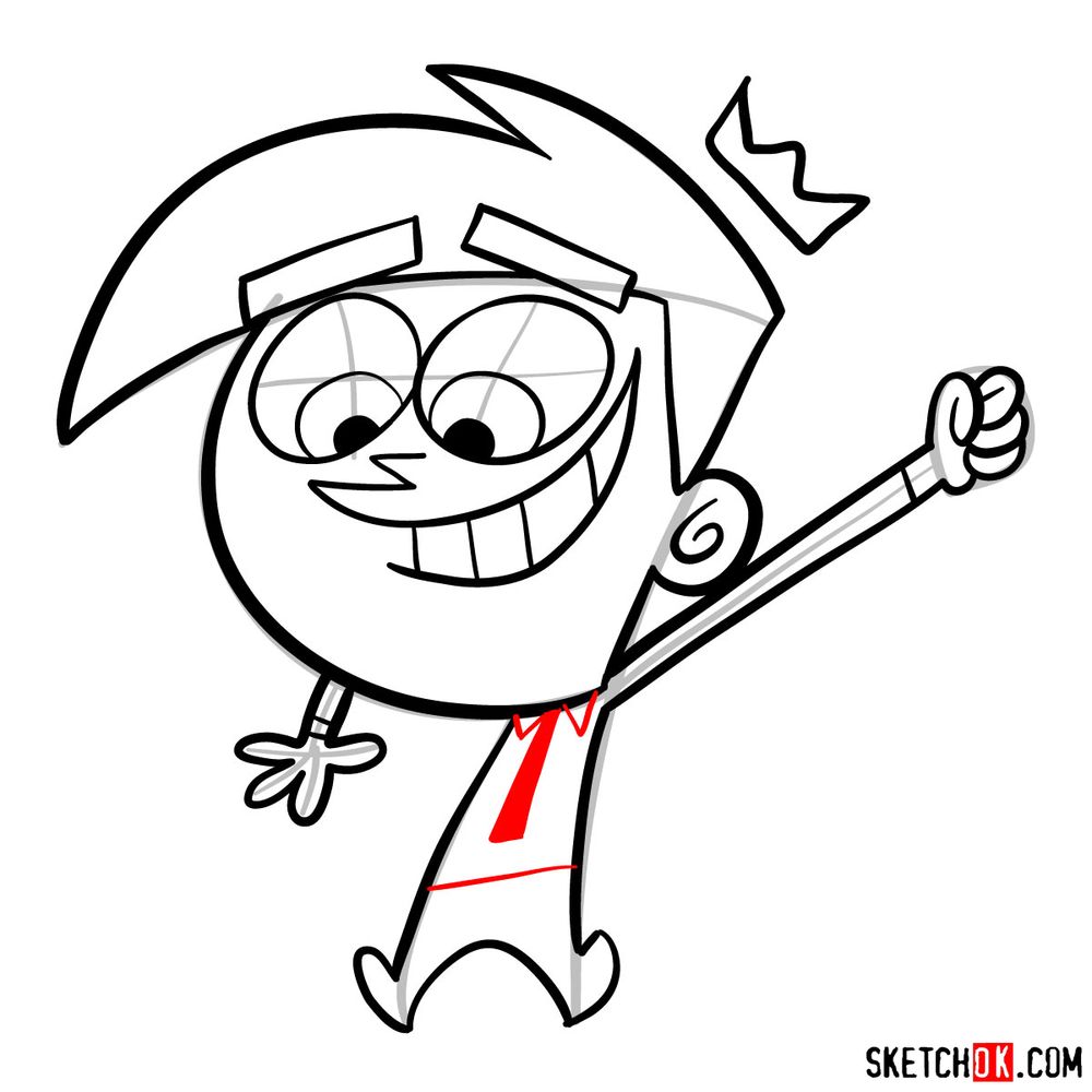 How to draw Cosmo from The Fairly OddParents - step 13
