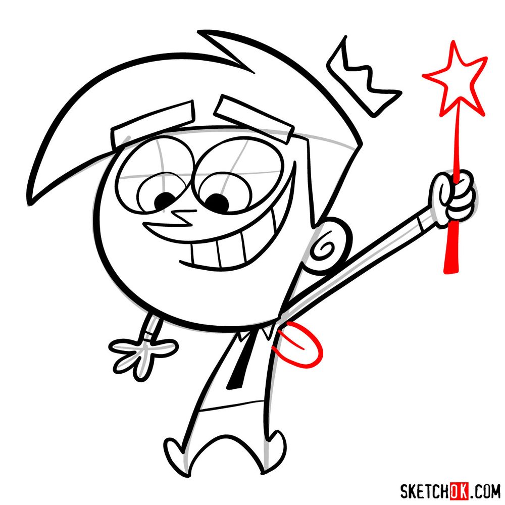 How to draw Cosmo from The Fairly OddParents - step 14