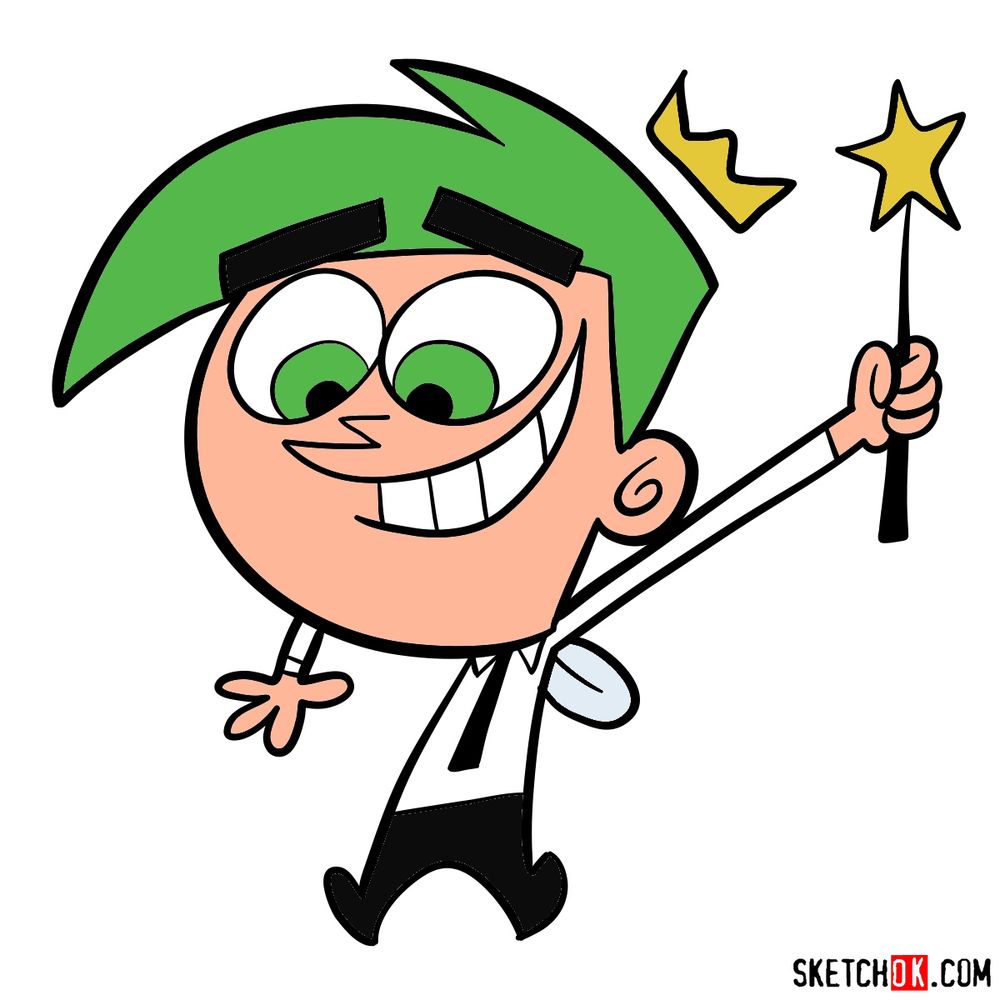 How to draw Cosmo from The Fairly OddParents