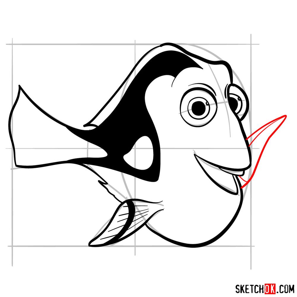 How to draw Dory - step 12
