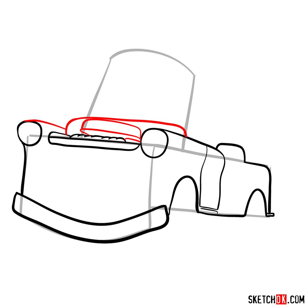 How to draw Tow Mater from Pixar Cars - step 06