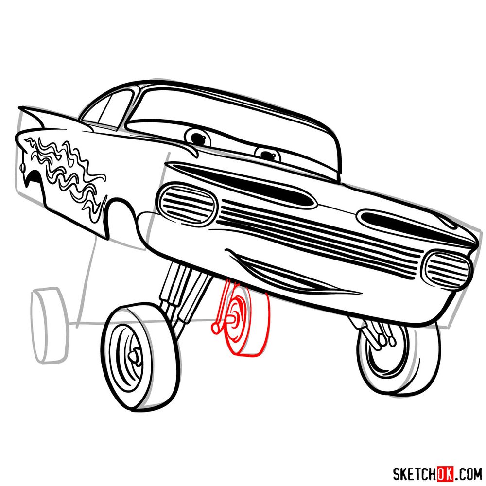 How to draw Ramone from Pixar Cars - step 14