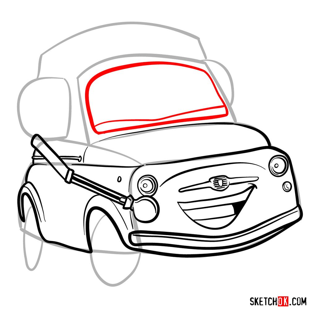 How to draw Luigi from Pixar Cars - step 09