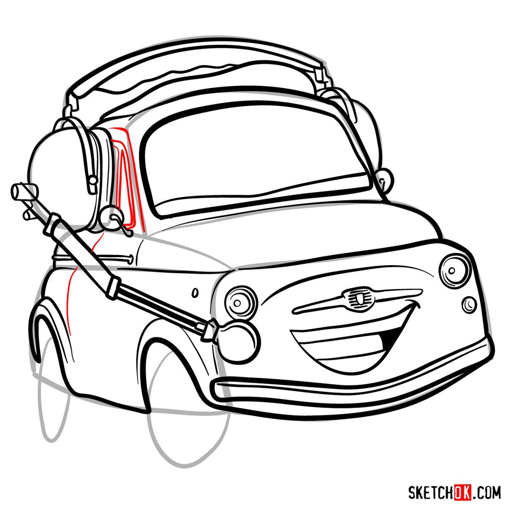 How to draw Luigi from Pixar Cars - step 15