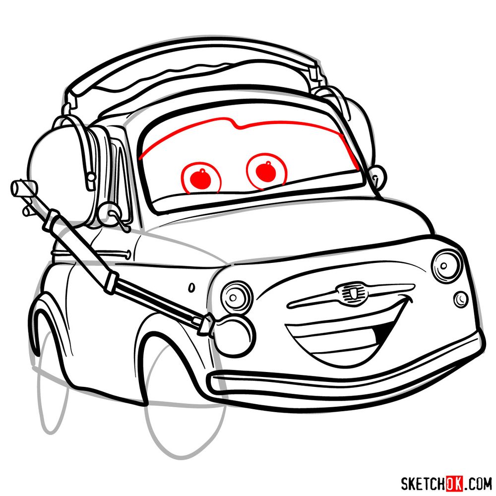 How to draw Luigi from Pixar Cars - step 16