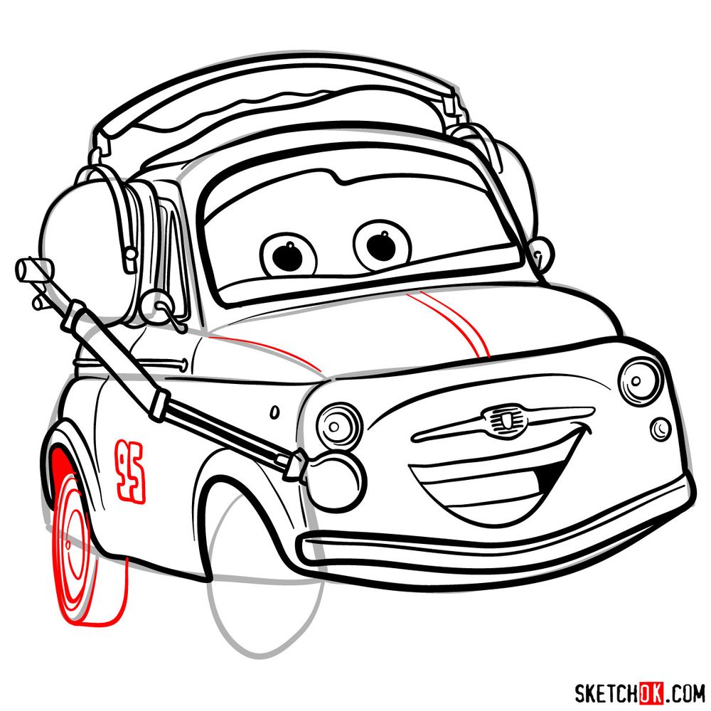 How to draw Luigi from Pixar Cars - step 17