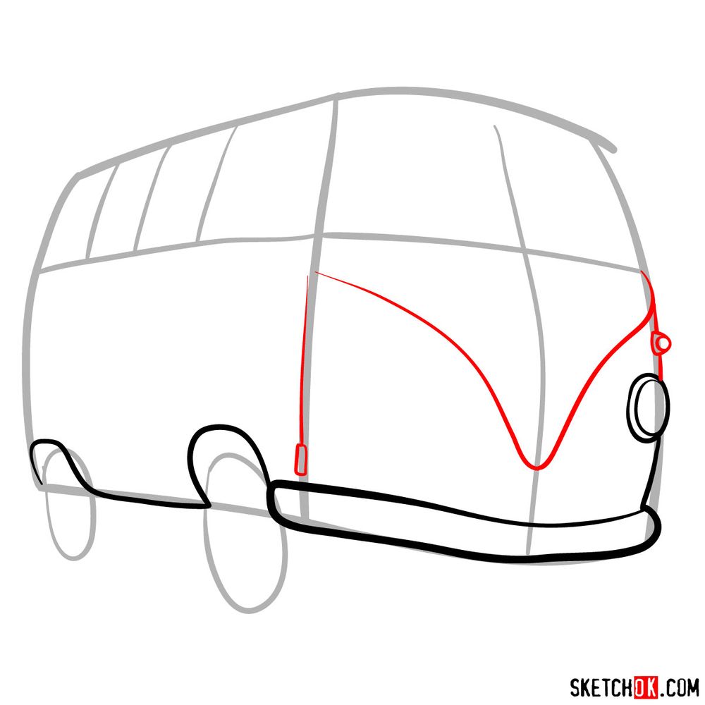 How to draw Fillmore from Pixar Cars - step 05