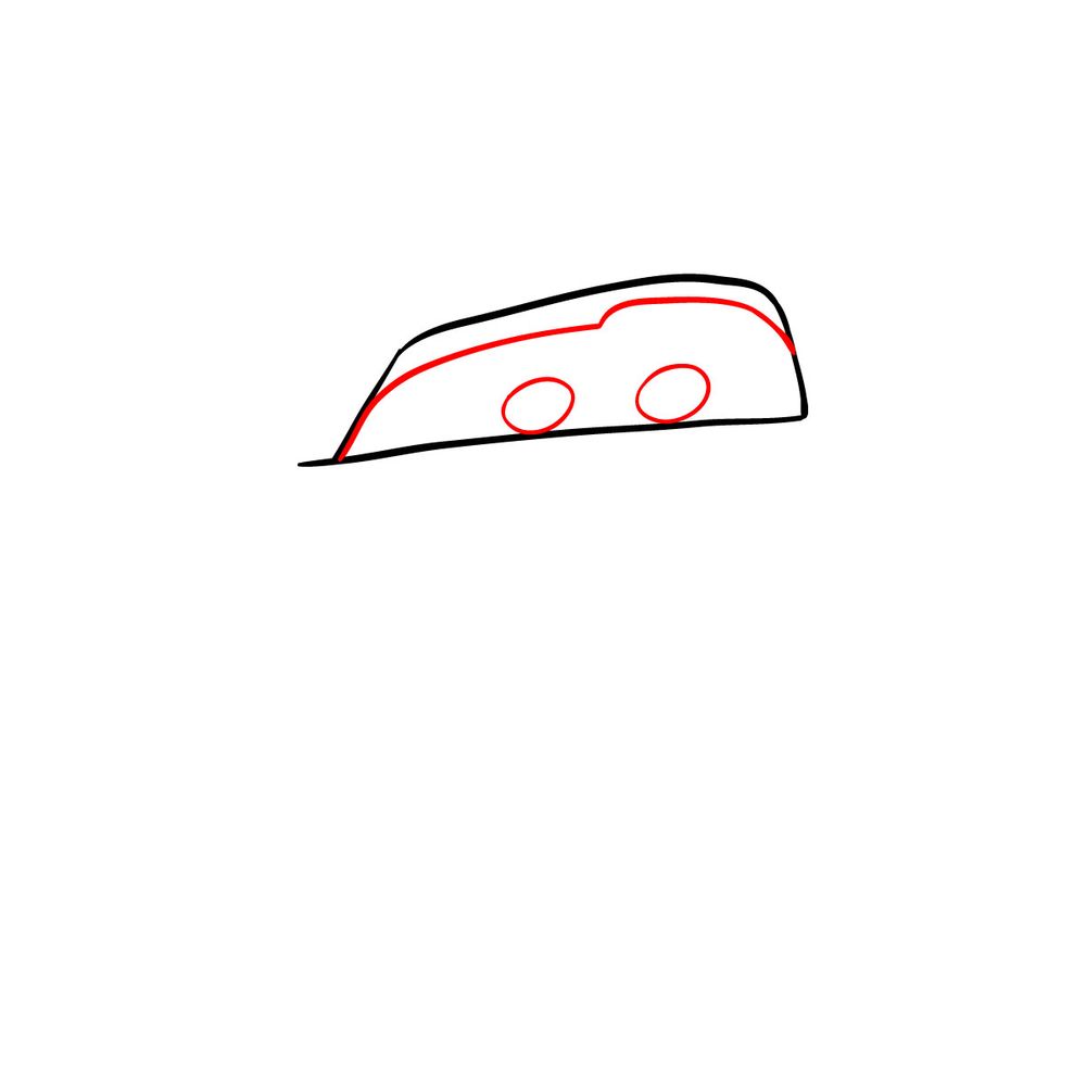 How to draw Lightning McQueen - step 02