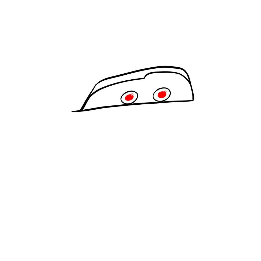 How to draw Lightning McQueen - step 03