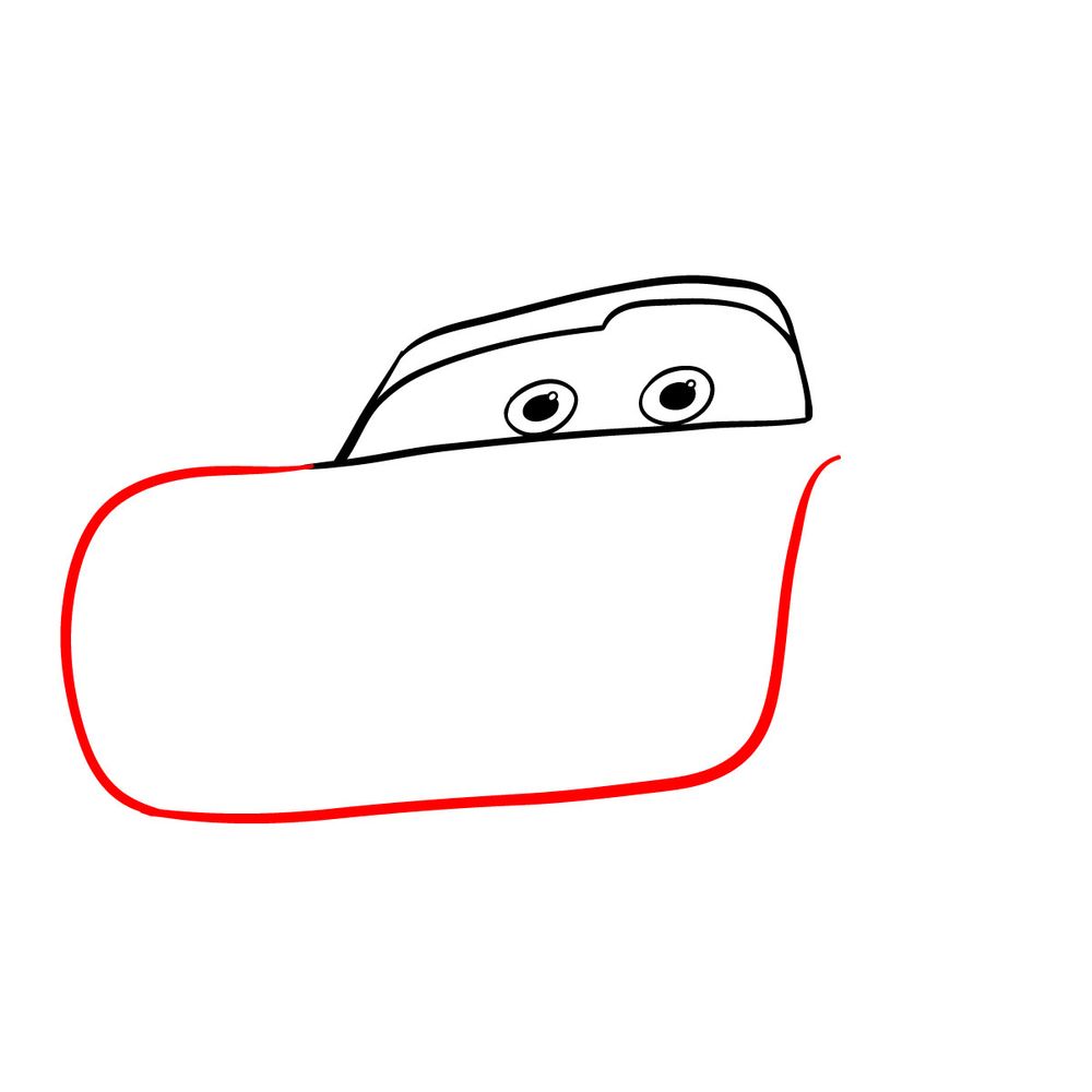 How to draw Lightning McQueen - step 04