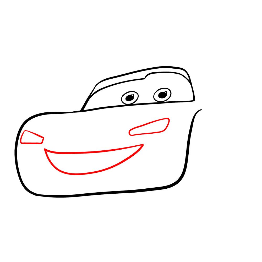 How to draw Lightning McQueen - step 05