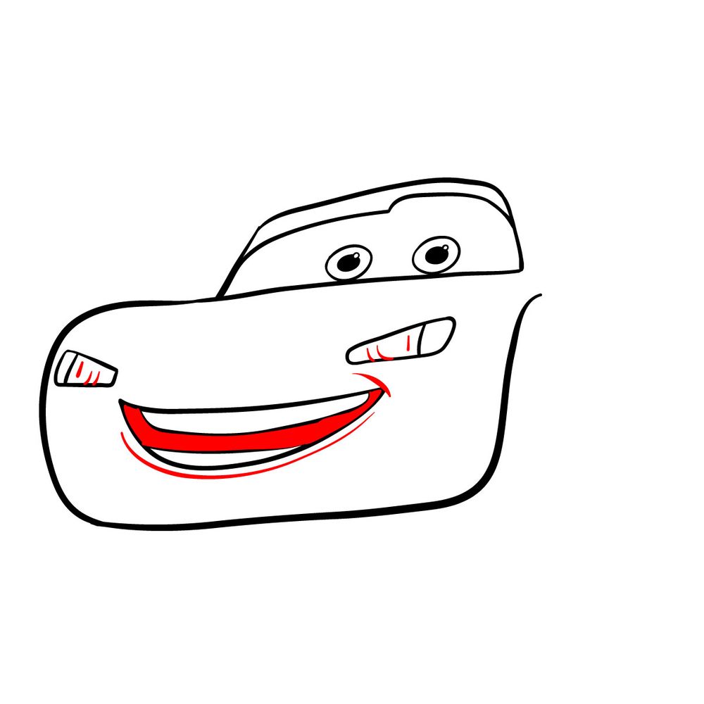How to draw Lightning McQueen - step 07
