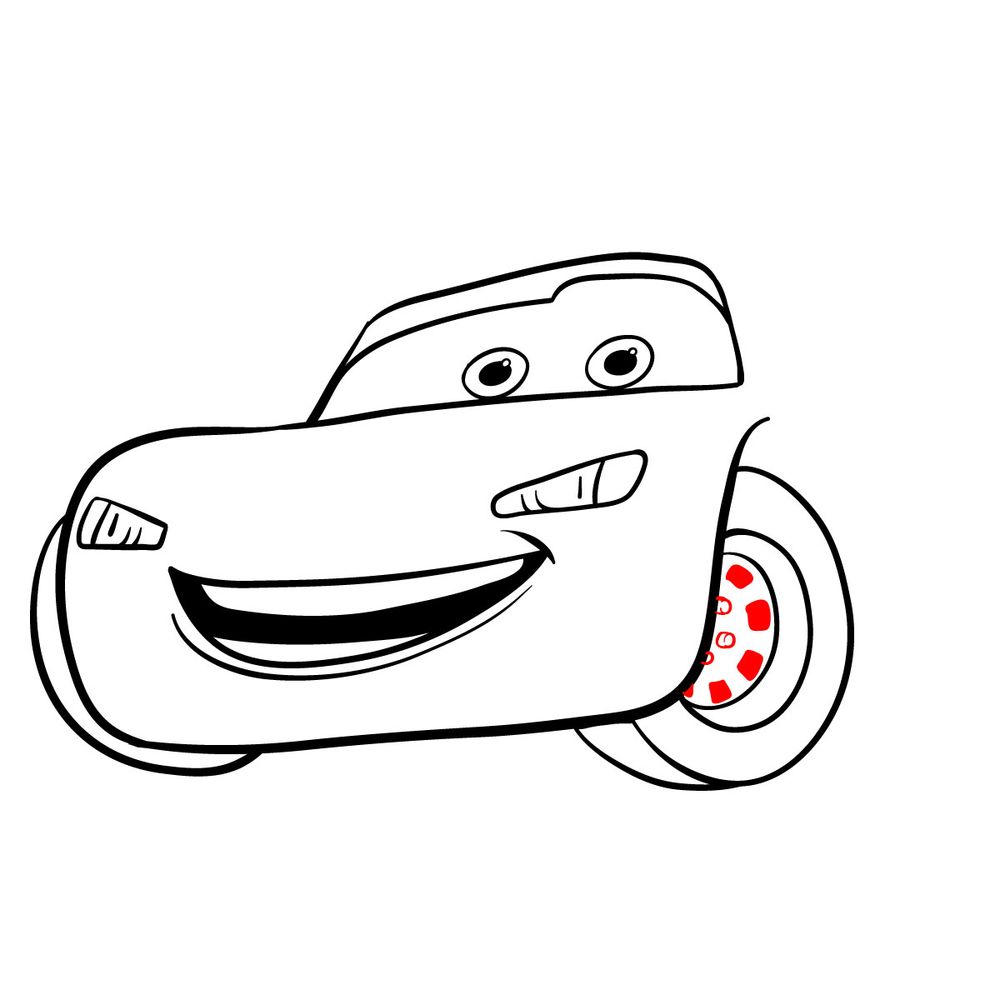 How to draw Lightning McQueen - step 10
