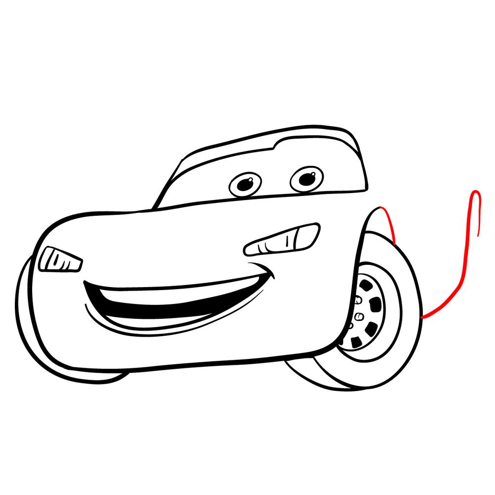 How to draw Lightning McQueen - step 11