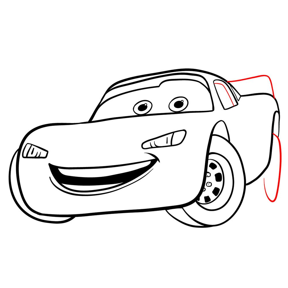 How to draw Lightning McQueen - step 14