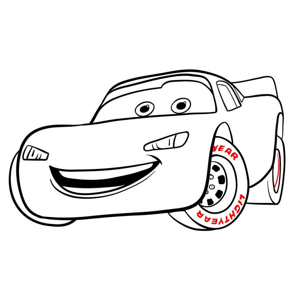 How to draw Lightning McQueen - step 16