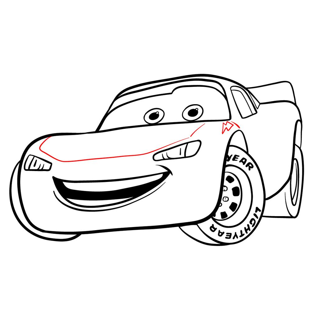 How to draw Lightning McQueen - step 17