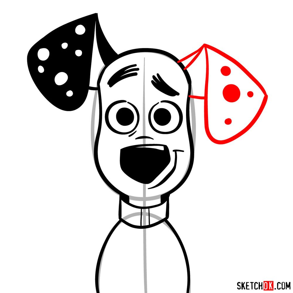 How to draw Dylan Dalmatian - step 08