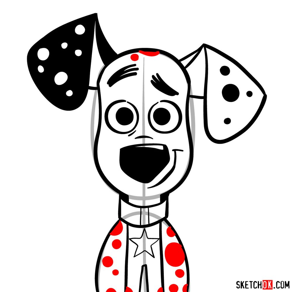 How to draw Dylan Dalmatian - step 10