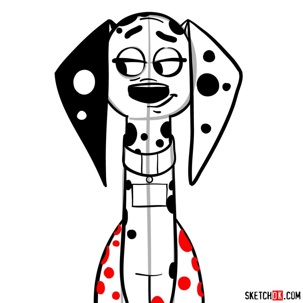 How to draw Delilah Dalmatian - step 12