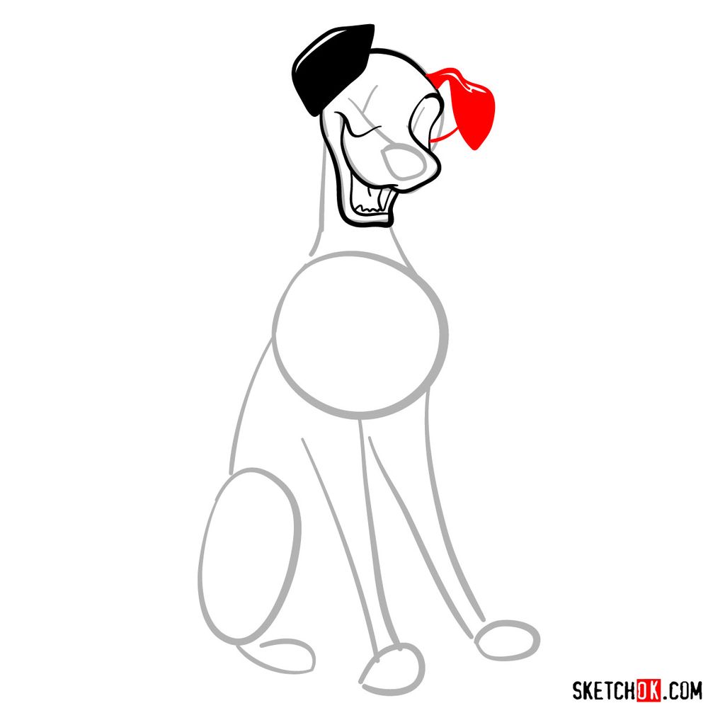 How to draw Pongo from 101 Dalmatians - step 06