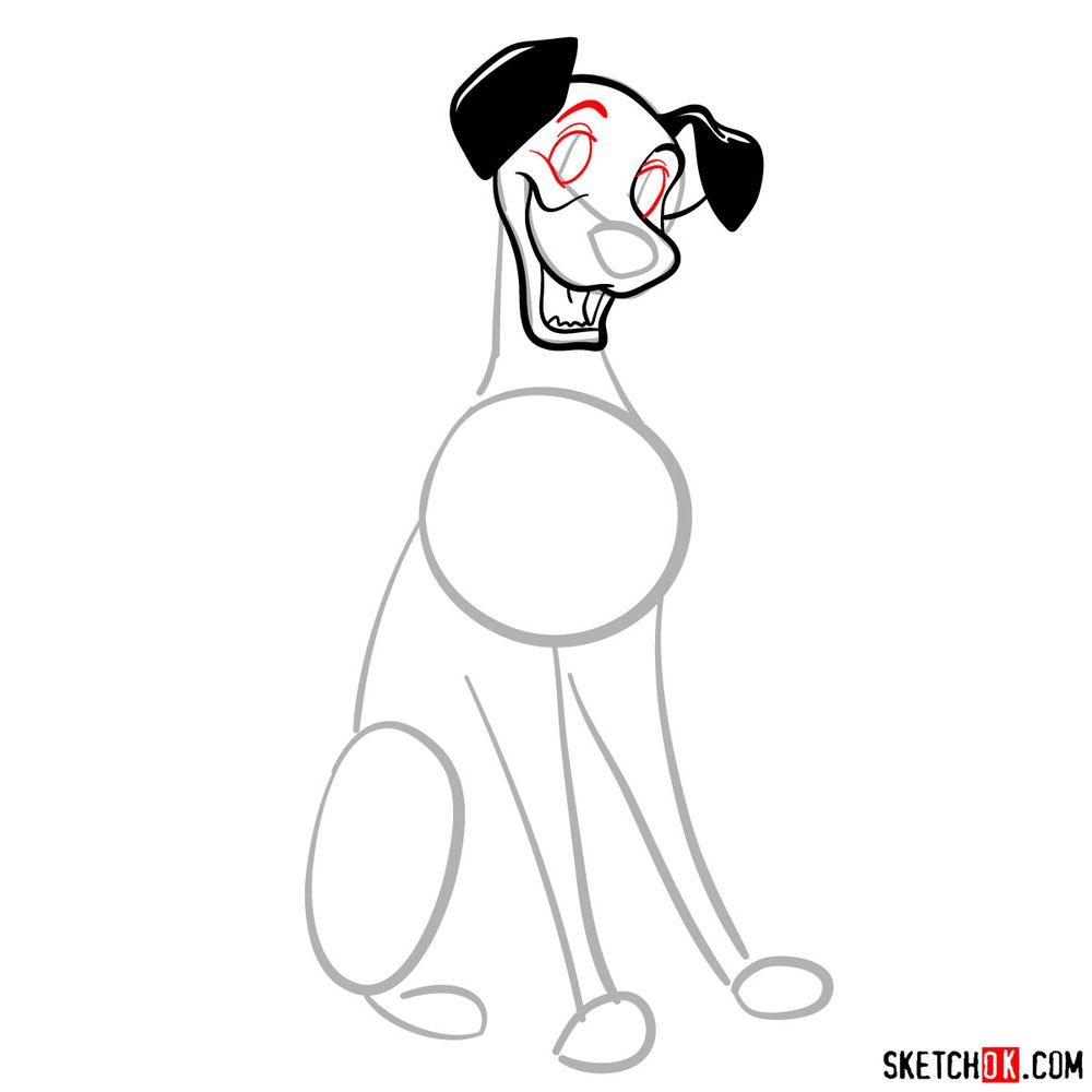 How to draw Pongo from 101 Dalmatians - step 07