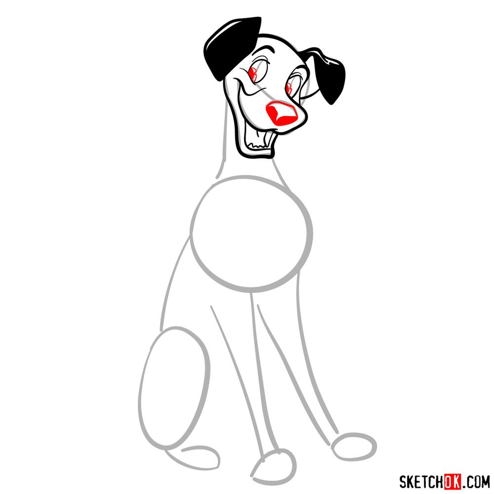 How to draw Pongo from 101 Dalmatians - step 08