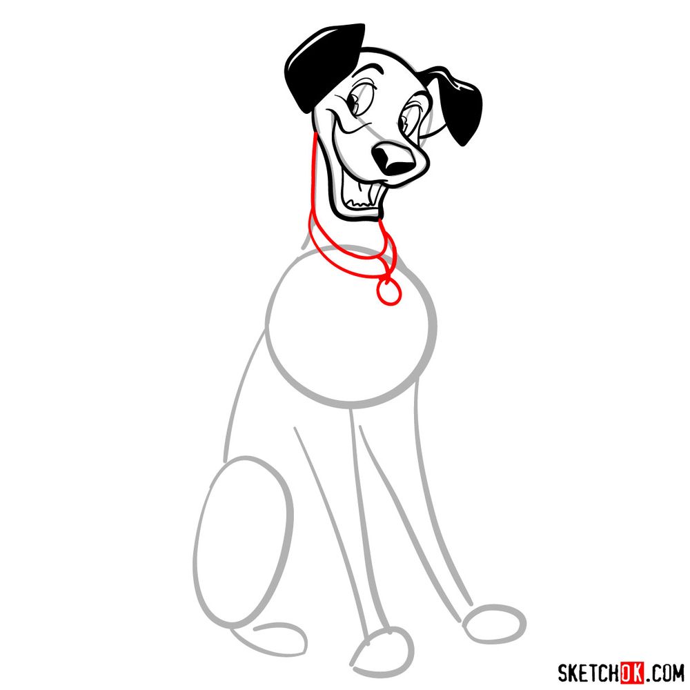 How to draw Pongo from 101 Dalmatians - step 09