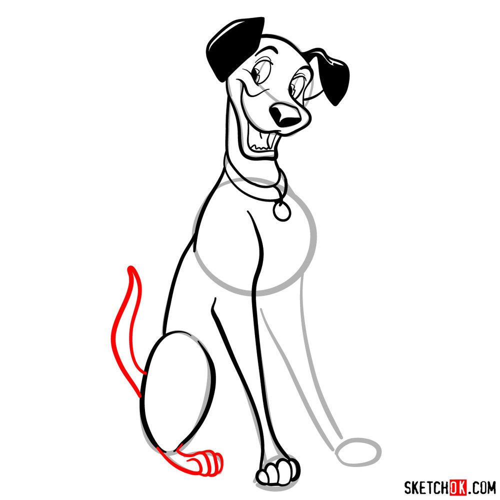 How to draw Pongo from 101 Dalmatians - step 12